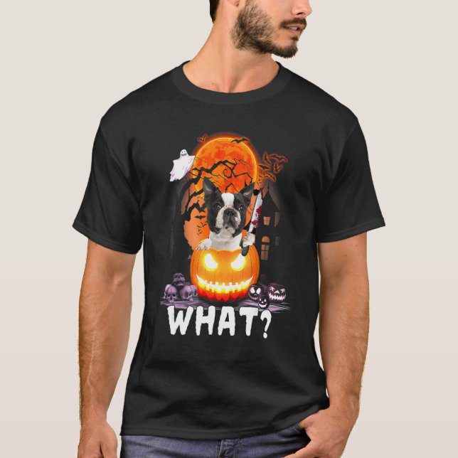 T-shirt Boston Terrier What Boston Terrier With Knife Kill (Devant)