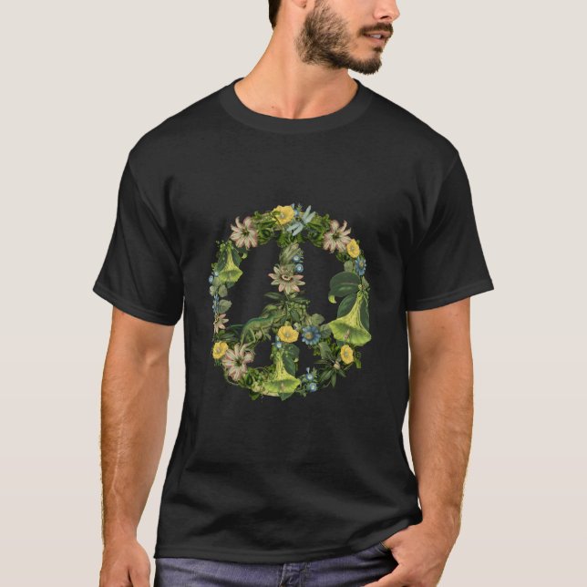 T-shirt Botanical Nature Illustration Peace Sign (Devant)
