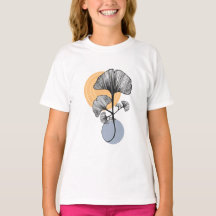 T-shirt botanique à feuille de Ginkgo moderne