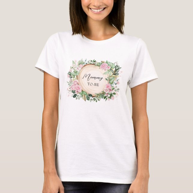 T-shirt Botanique Rose Roses Maman Pour Être Baby shower (Devant)
