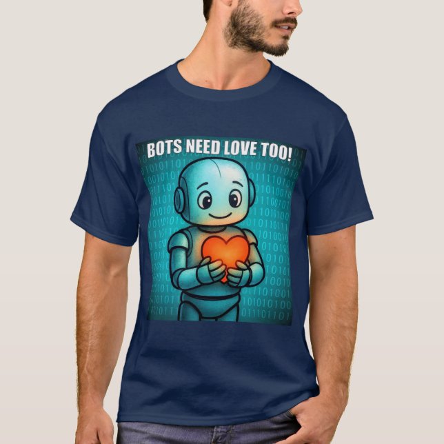 T-shirt Bots Need Love Too - Men's Navy (Devant)