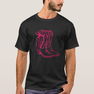 T-shirt Botte de fille rose Coquette Bows Ribbon Pays Nous