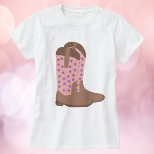 T-shirt Botte de garçon rose Brown violet étoiles