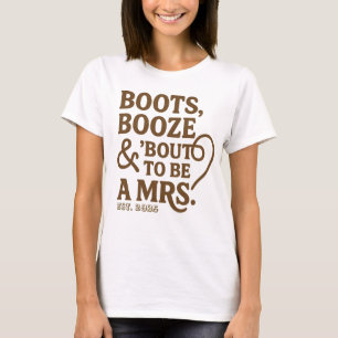 T-shirt Bottes Alcool & Futur Mrs. Réception de Mariage 