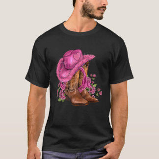 T-shirt Bottes de cowboy occidentales Chapeau de cowgirl e