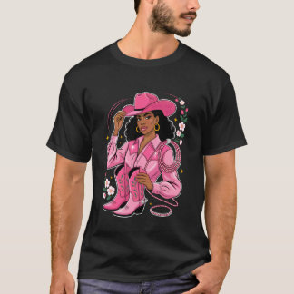 T-shirt Bottes de cowgirl de l'histoire des Noirs Mélanine