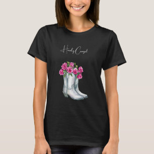 T-shirt Bottes de cowgirl Silver Howdy Fleurs roses  