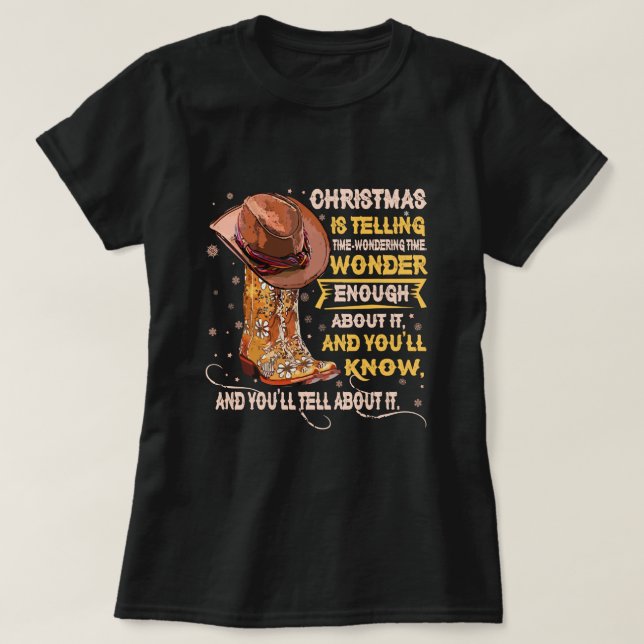 T-shirt Bottes de fille et Casquette Noël dit Western (Design devant)