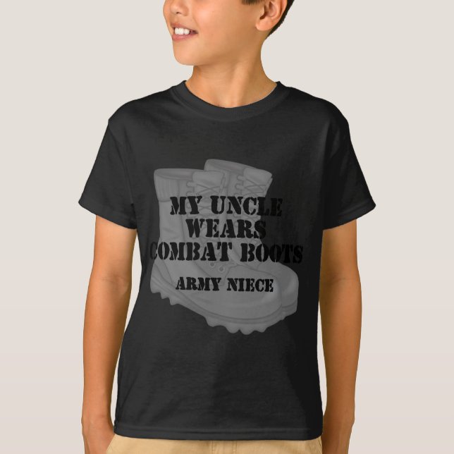 T-shirt Bottes d'oncle combat de nièce d'armée (Devant)