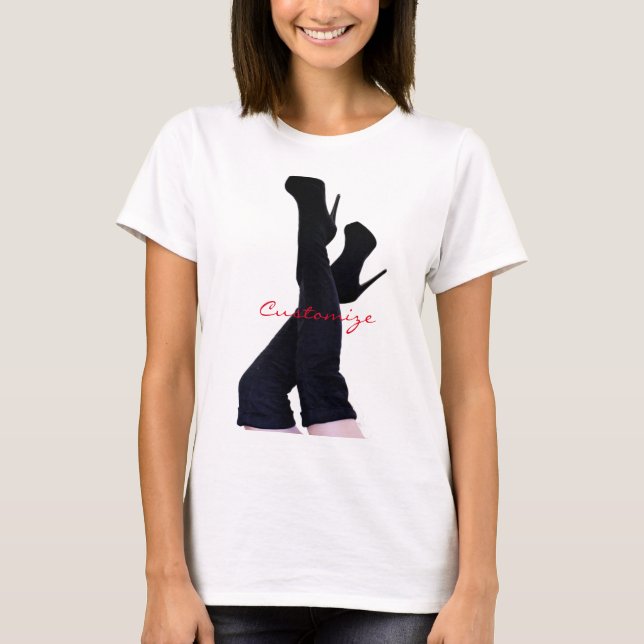 T-shirt Bottes en cuir noir haute cuisse Thunder_Cove (Devant)