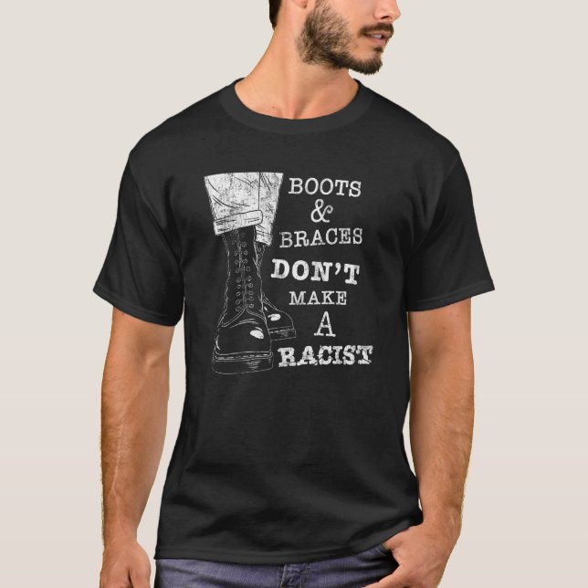 T-shirt Bottes Et Brèves Anti Racisme Punks De Rue Skinh (Devant)