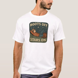 T-shirt Bottes éteintes, étoiles allumées, design cowboy