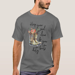 T-shirt Bottes Florales pour filles garder votre âme nett