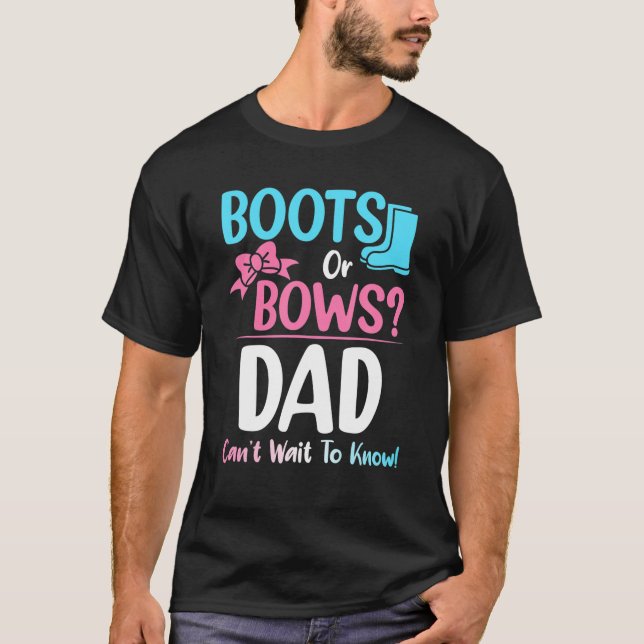 T-shirt Bottes Ou Bows Papa Genre Révéler Grossesse Annonc (Devant)