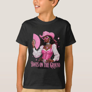 T-shirt Bottes Sur Le Sol Pink Cowgirl Cancer Du Sein Wes