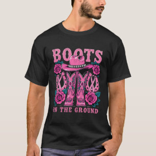 T-shirt Bottes Sur Le Sol Rose Western Cowgirl Cowgirl Cas