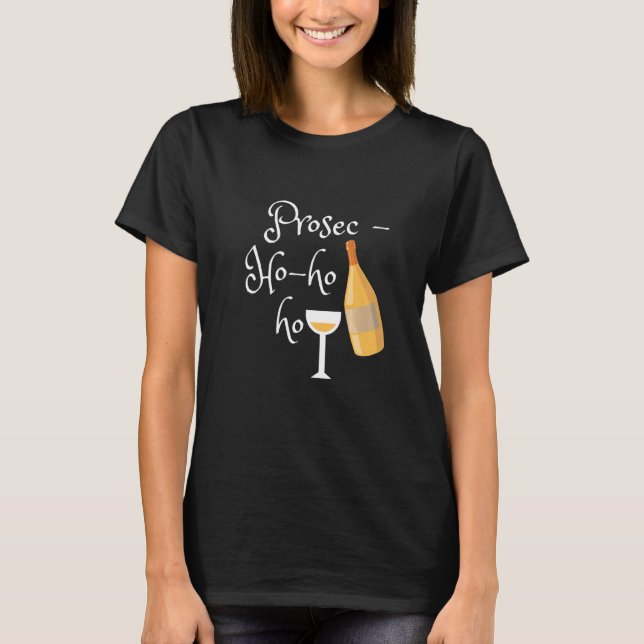 T-shirt Bottle Prosec Glass Christmas Holiday Good Mood (Devant)