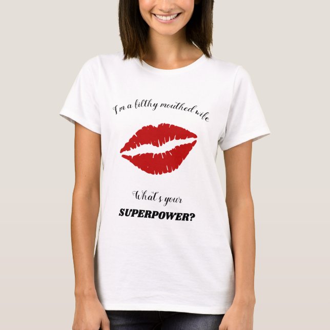 T-shirt Bouche à lèvres rouge à mâchoires filantes (Devant)