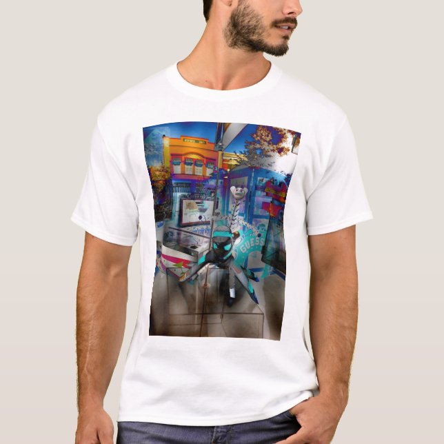 T-shirt bouche d'incendie bleue de singe (Devant)