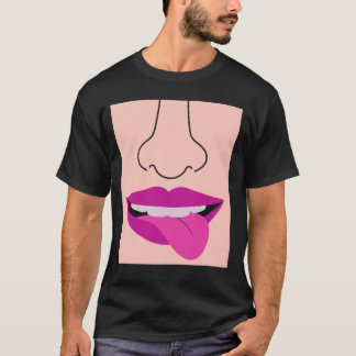 T-shirt bouche drôle qui sort de la langue