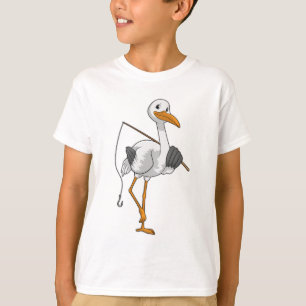 T-shirt Bouche en Fisher avec canne à pêche