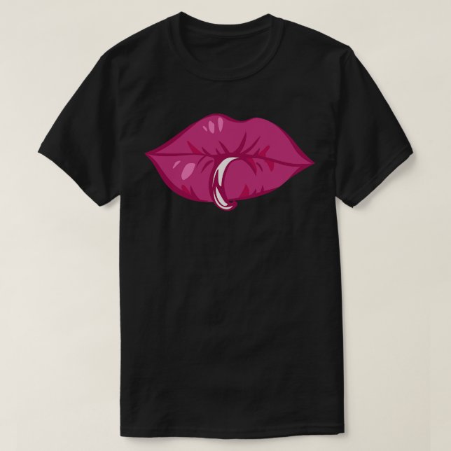 T-shirt Bouche Sexy Avec Piercing 1 (Design devant)