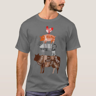 T-shirt Boucher Viandes Coupes Diagramme Boucher Chef Sous