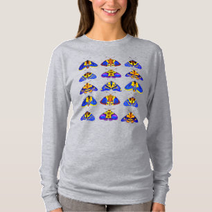T-shirt Bouches en bleu, jaune doré et Brown