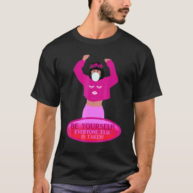 T-shirt Boucles de cheveux bouclés Lèvres Buble Gum Midrif (Devant)