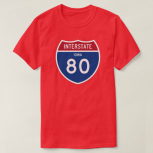 T-shirt Bouclier d'autoroute nationale de l'Iowa IA I-80 -