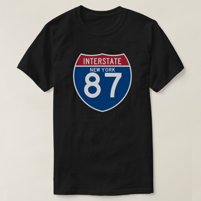 T-shirt Bouclier d'autoroute nationale de New York NY I-87 (Design devant)