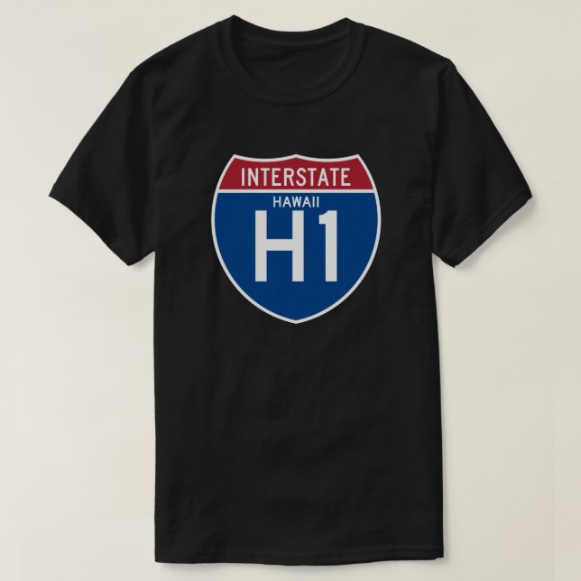 T-shirt Bouclier d'autoroute nationale d'Hawaï HI I-H1 - (Design devant)