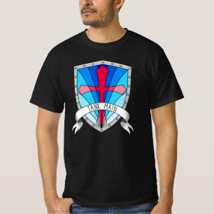 T-shirt Bouclier de dessin principal bleu rouge