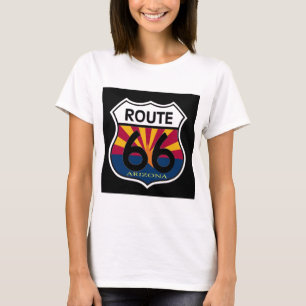 T-shirt Bouclier de l'itinéraire 66 de drapeau de