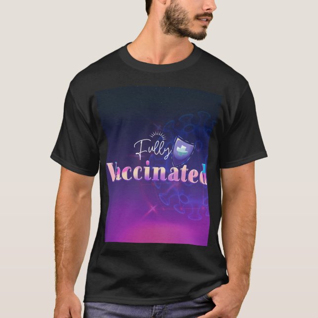 T-shirt Bouclier holographique entièrement vacciné     (Devant)