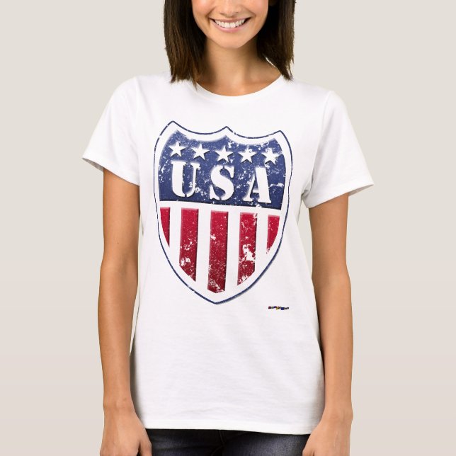 T-shirt Bouclier USA - en détresse (Devant)