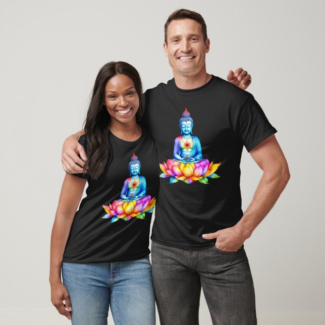T-shirt Bouddha aquarelle et Lotus (Unisexe)