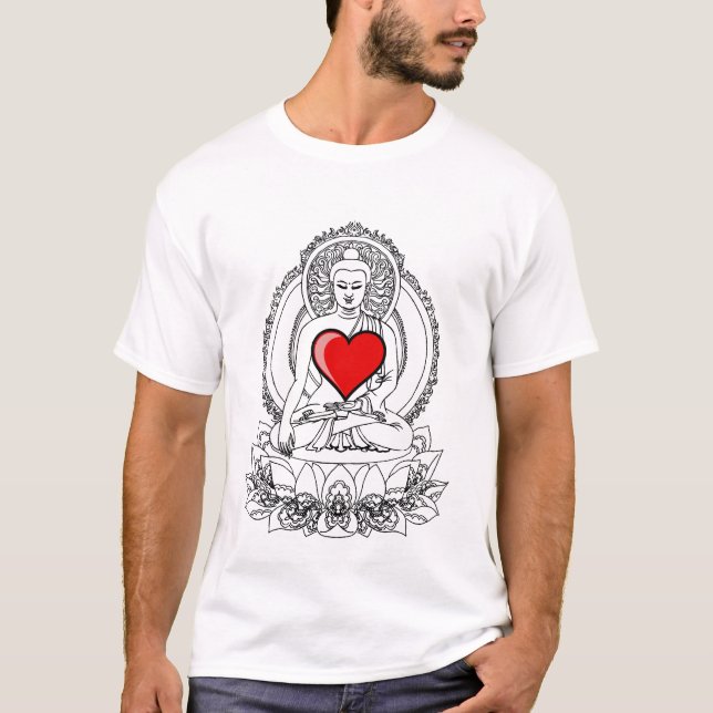 T-shirt Bouddha avec un coeur (Devant)