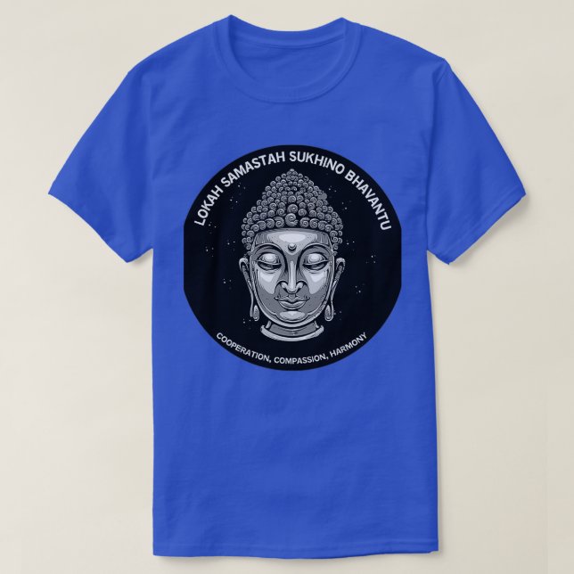 T-shirt Bouddha Dalai Lama Lokah Samastah Sukhino Bhavantu (Design devant)