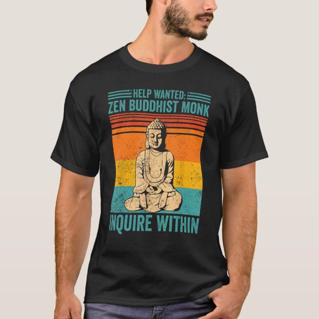 T-shirt Bouddhisme Bouddha Rétro Aide Recherché Zen Bouddh (Devant)