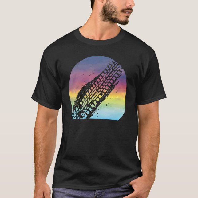 T-shirt Boue Coucher Rétro Coucher De Soleil Mignonne Pneu (Devant)