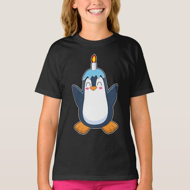 T-shirt Bougie d'anniversaire de Penguin (Devant)