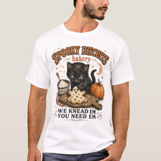 T-shirt Boulangerie de biscuits effrayants Black Cat Hallo