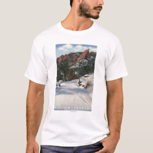 T-shirt Boulder, le Colorado - Flatirons en hiver