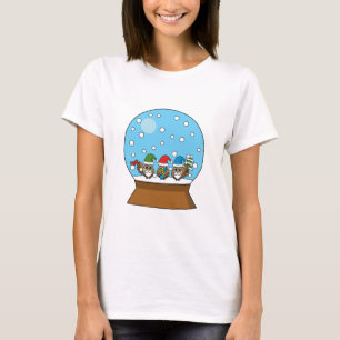 T-shirt Boule à neige avec trois hiboux gnomes