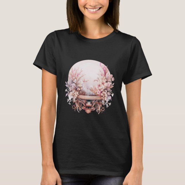 T-shirt Boule de cristal floral blanc Black Happy Hallowee (Devant)