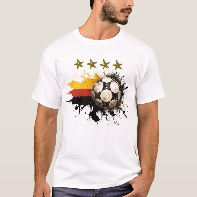 T-shirt Boule de football avec drapeau allemand et quatre  (Devant)