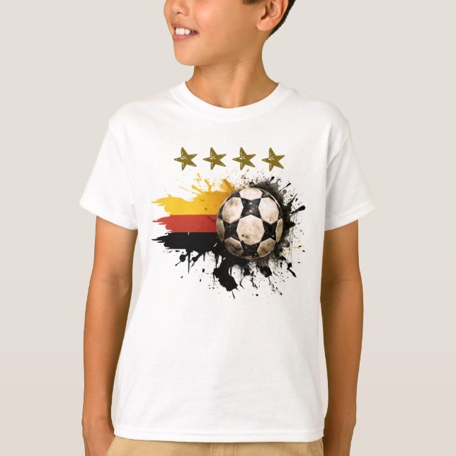 T-shirt Boule de football avec drapeau allemand et quatre  (Devant)