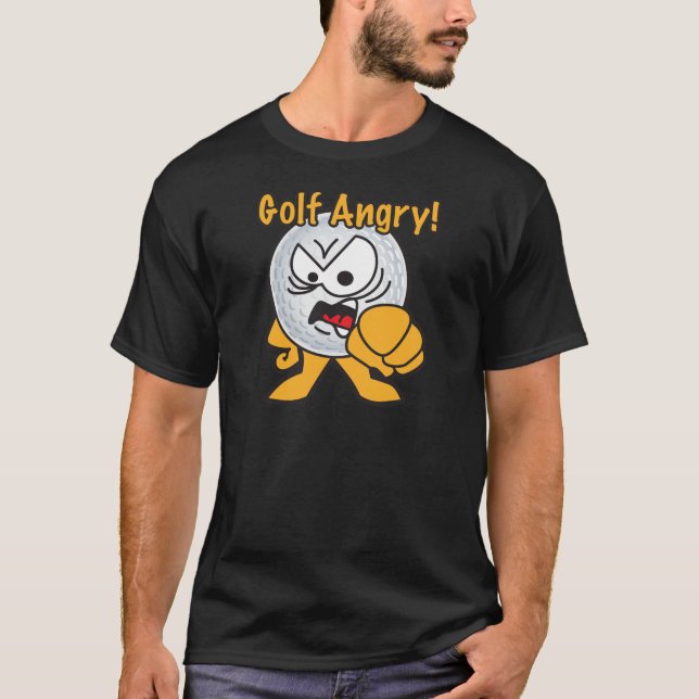 T-shirt Boule de golf fâchée de bande dessinée de golf (Devant)