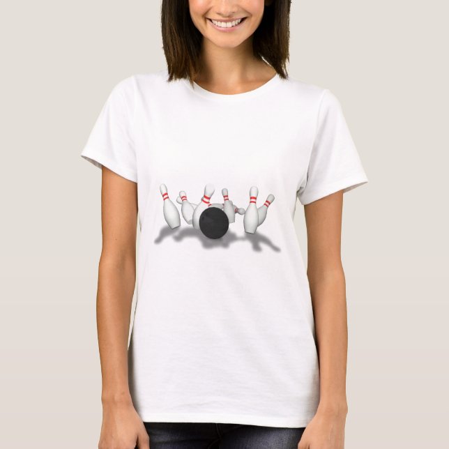 T-shirt Boule et goupilles de bowling : modèle 3D : (Devant)
